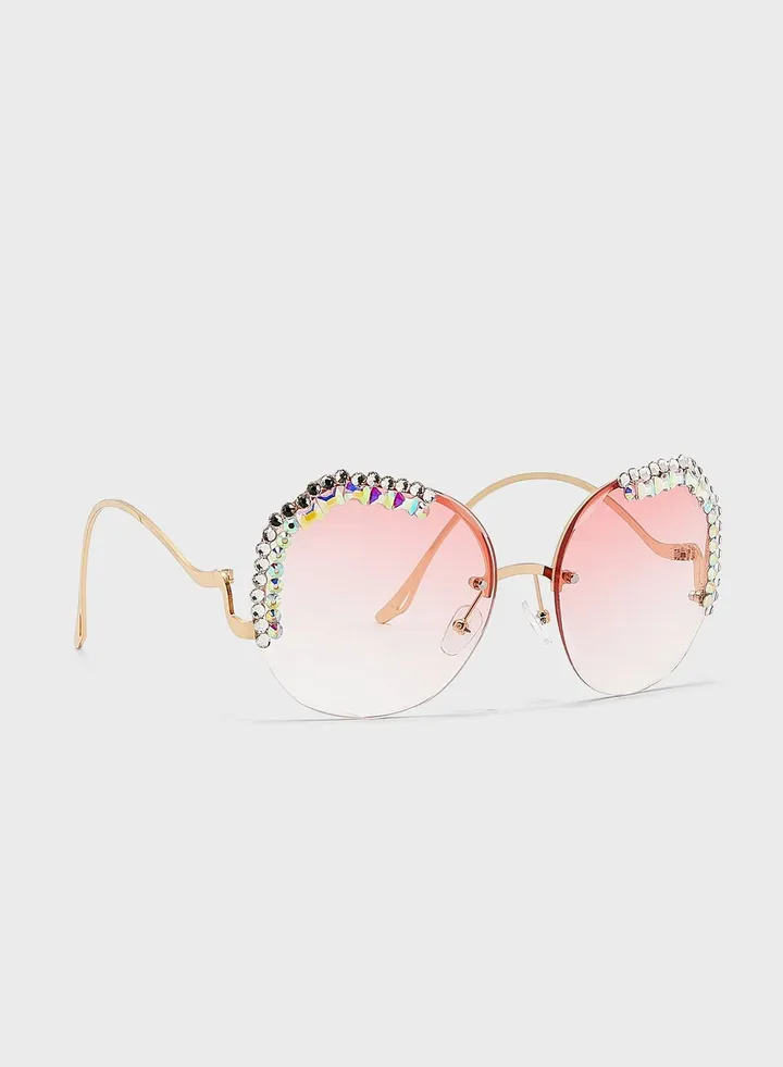 Diamante Trim Len Sunglasses