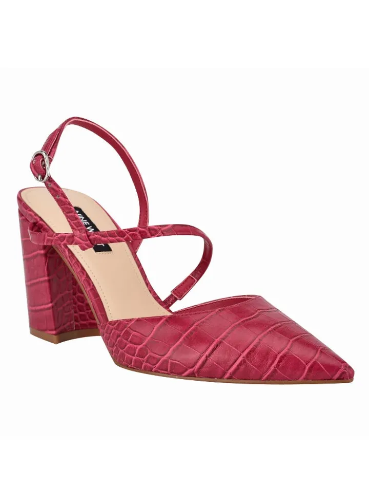 Buckle Ankle Strap High-Heeled Slingbacks Red