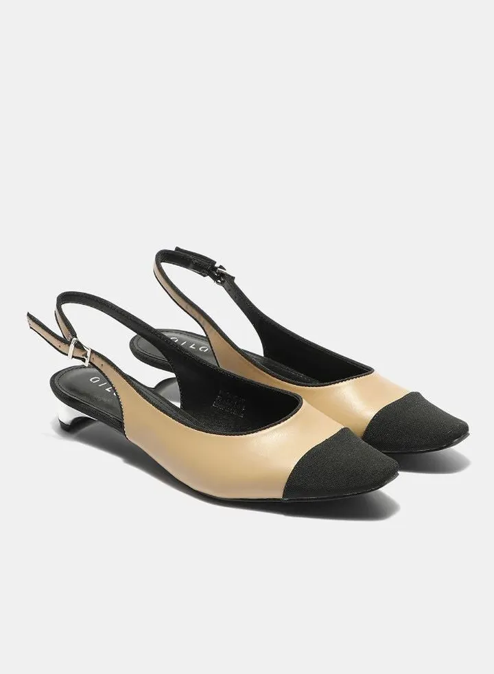 Stylish Slingback Shoes Black/Beige