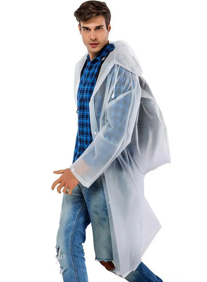 Long EVA Hooded Raincoat White