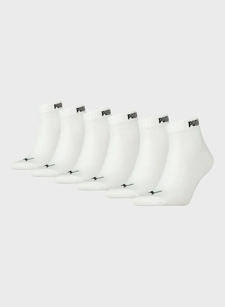 Pack Of 6 Elements Quarter Socks White