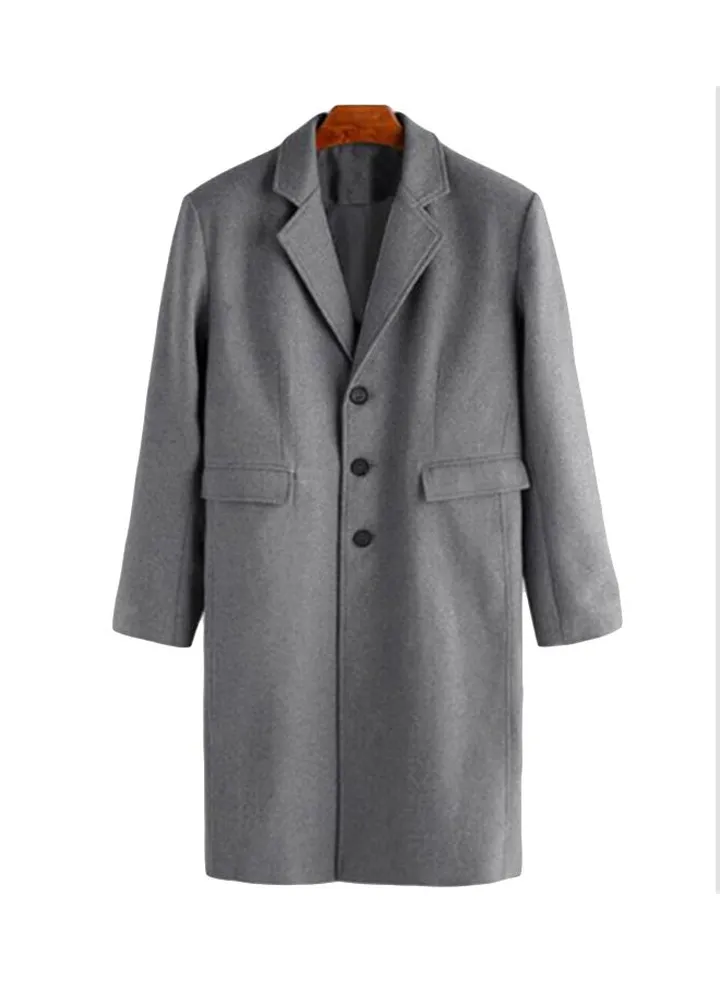 Button Detailed Coat Grey