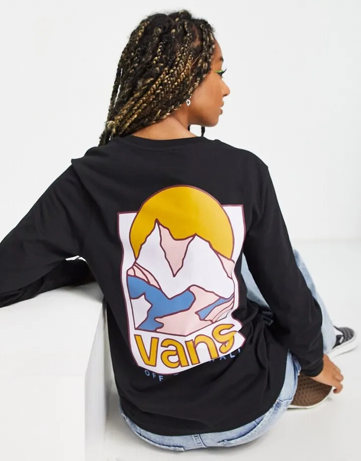 Vans Doren Ridge long sleeve back print T-shirt in black