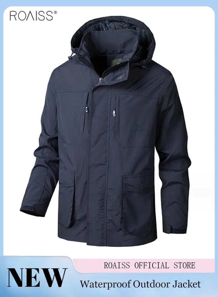 Men'S Casual Loose Windproof Jacket Solid Sports Hoodie Lightweight Outdoor Hiking Zipper Jacket