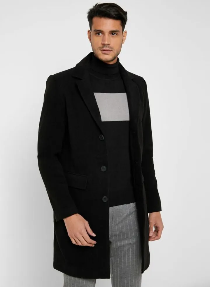 Formal Single Breasted Coat Black