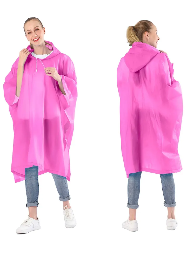 Portable EVA Raincoats for Adults, KASTWAVE Reusable Rain Ponchos with Hoods and Sleeves Lightweight Raincoats for Lightweight for Adults, Emergency, Camping, Men, Women