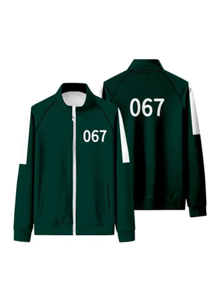 Korea 2021 Hot Movie Squid Game Player Cosplay Coat Autumn Stand-up Collar Zipper Hoodie No 067