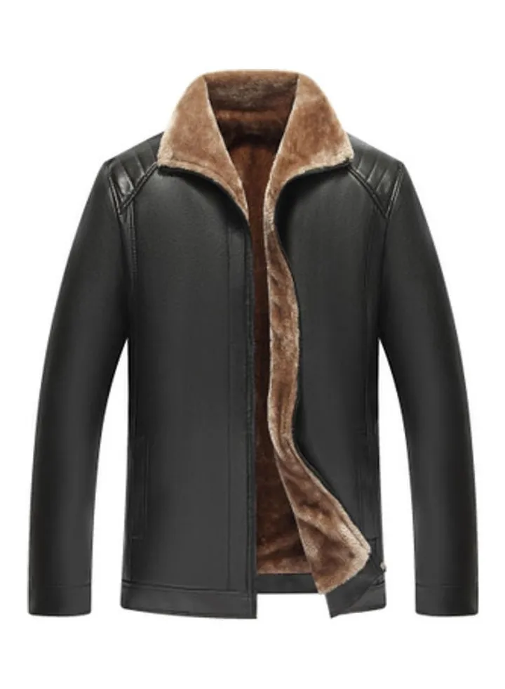 Casual Plush Thickening Coat Black