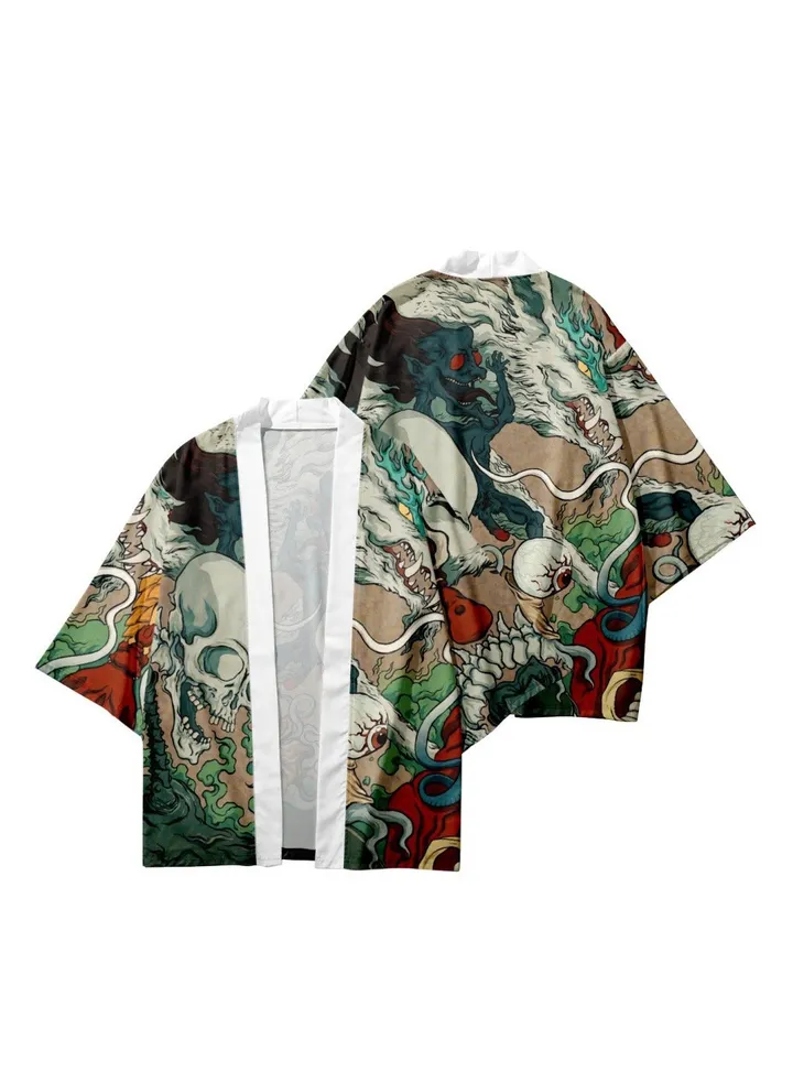 Summer Feather Weaving Ethnic Style Kimono 3D Digital Printing Casual Sports Cloak