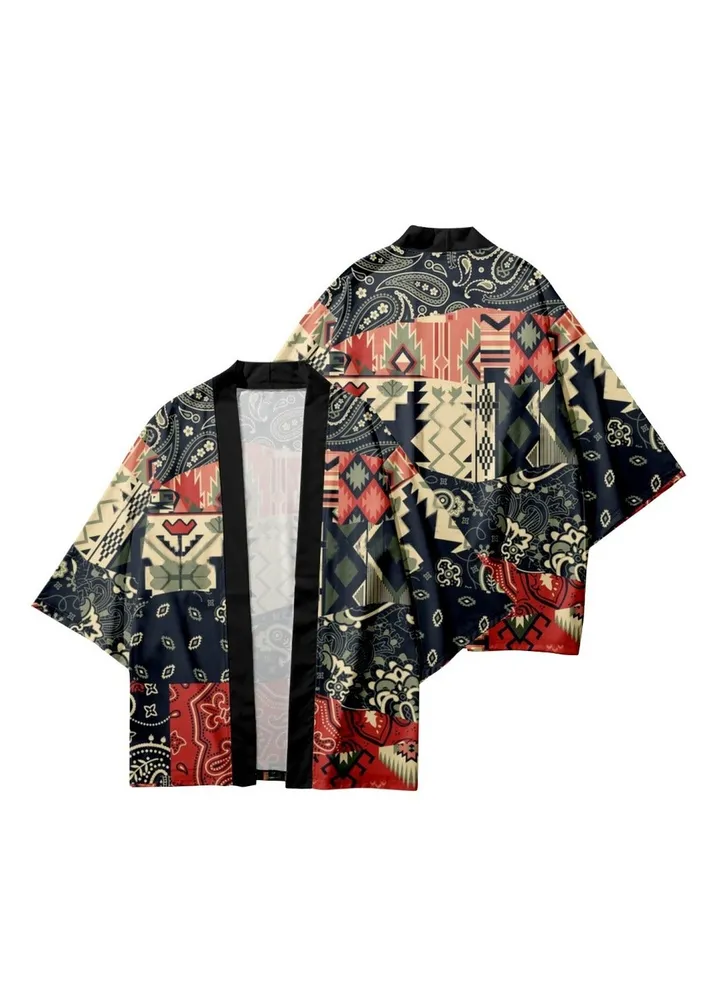 Summer Feather Weaving Ethnic Style Kimono 3D Digital Printing Casual Sports Cloak
