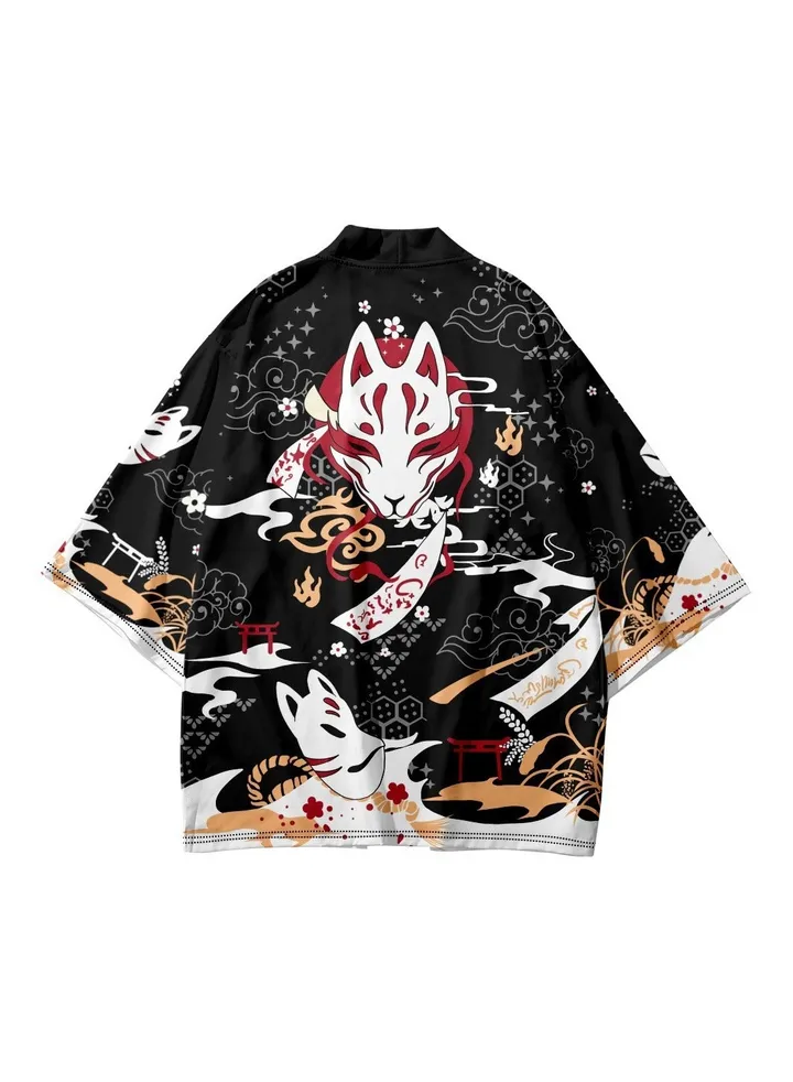 New China-Chic Element 3D Printing Cardigan Loose Men's Cape