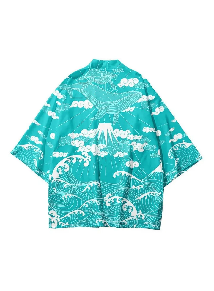 New China-Chic Element 3D Printing Cardigan Loose Men's Cape