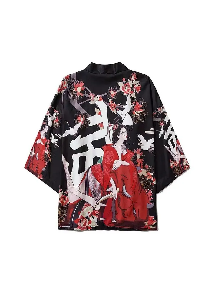 New China-Chic Element 3D Printing Cardigan Loose Men's Cape
