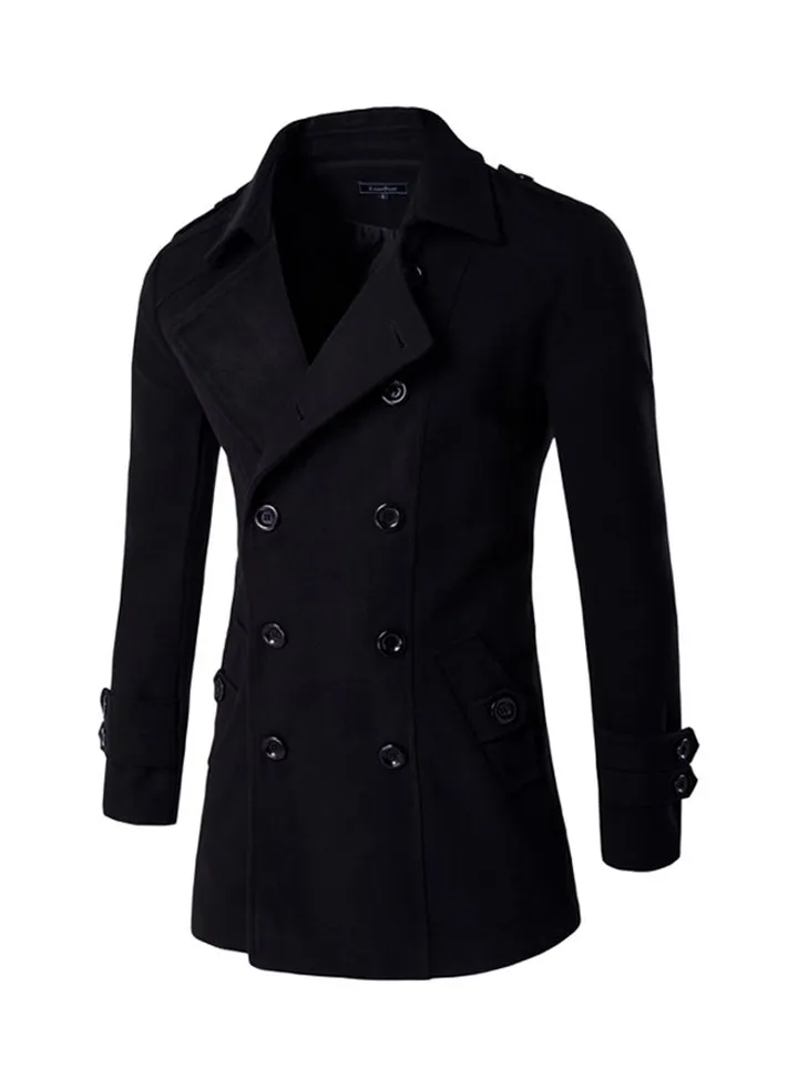Double Breasted Trench Coat Black
