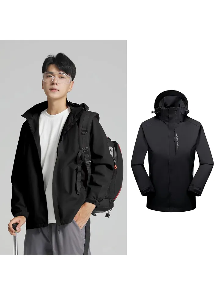 100% polyester fabric detachable hooded waterproof mountaineering suit, outdoor clothing