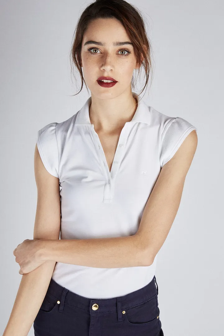 Slim Fit Polo Piquet Shirt White