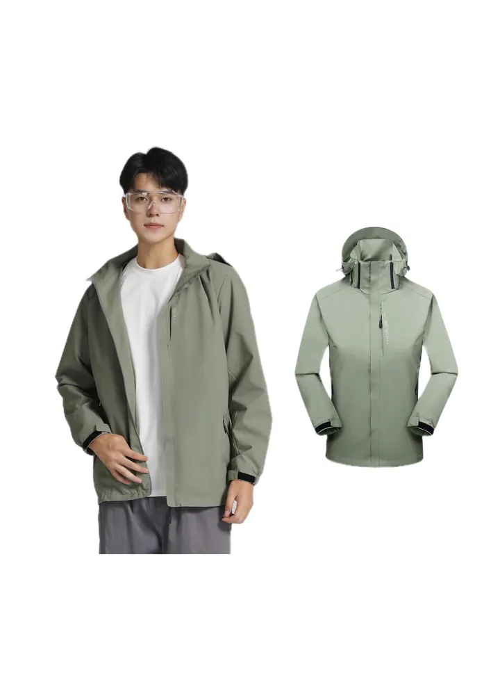 100% polyester fabric detachable hooded waterproof mountaineering suit, outdoor clothing