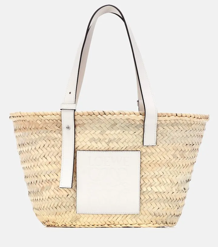 Medium leather-trimmed basket tote