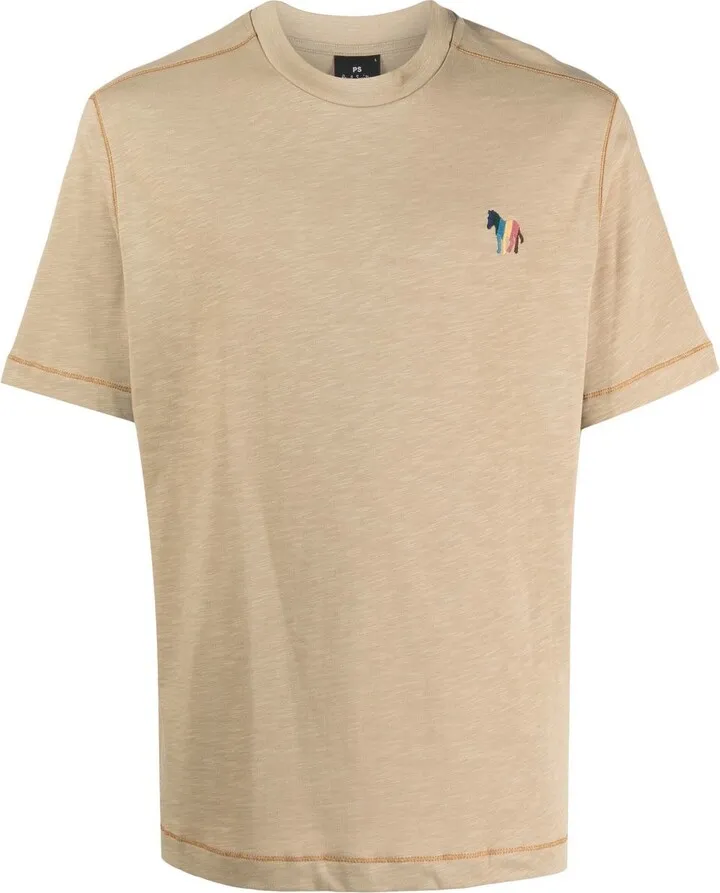 zebra-embroidered short-sleeve T-shirt