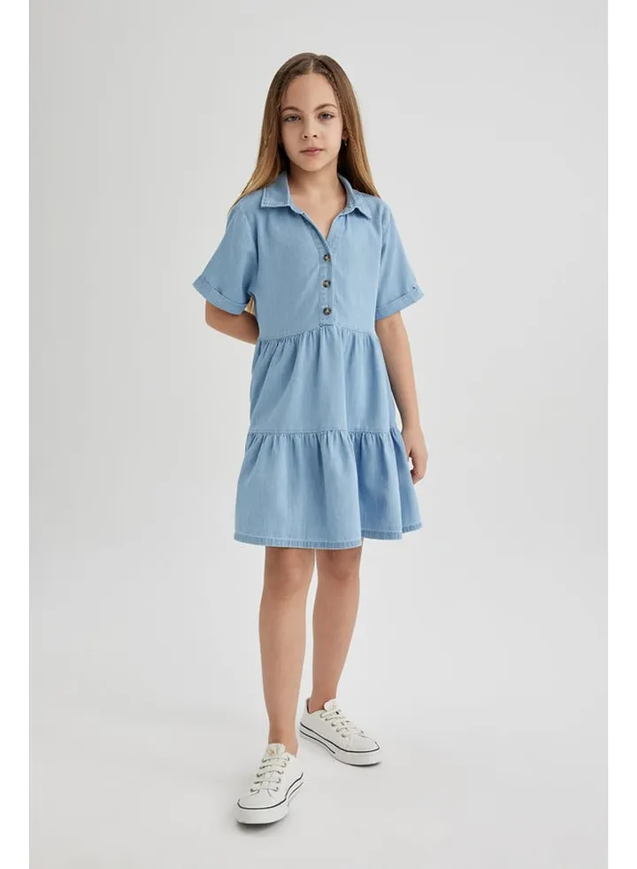 Girl Short Sleeve Denim Dress