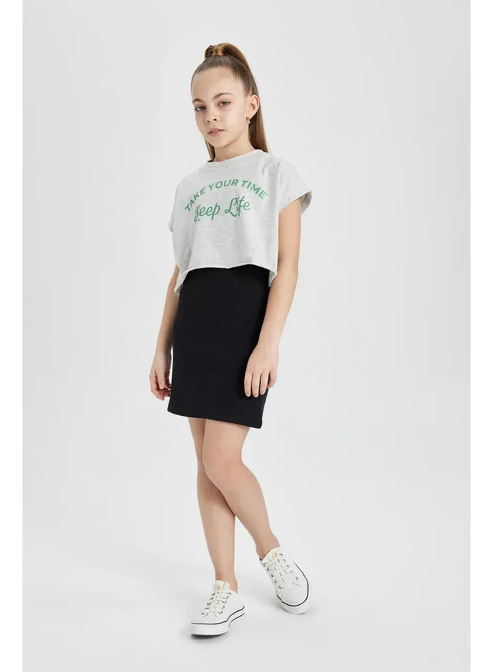 Girl Regular Fit Short Sleeve Knitted Dress