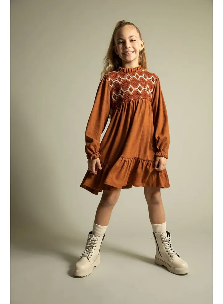 Girl Long Sleeve Woven Dress