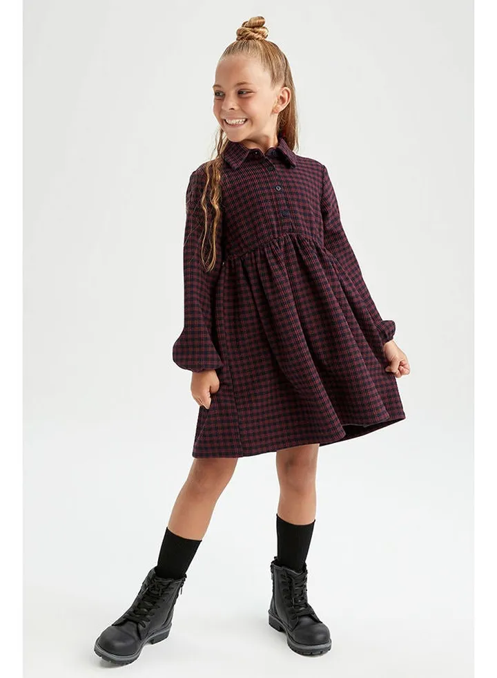 Girl Bordeaux Woven Dress