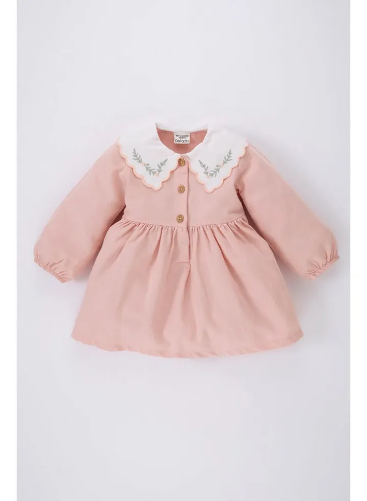 Babygirl Regular Fit Big Neck Long Sleeve Woven Dress