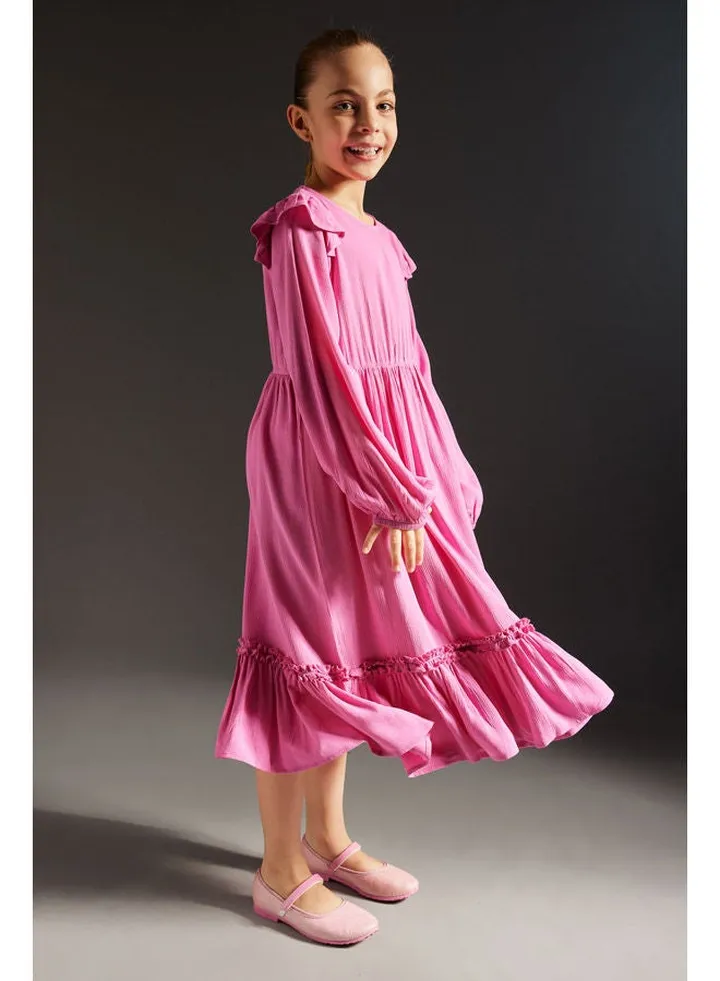 Girl Regular Fit Long Sleeve Woven Dress
