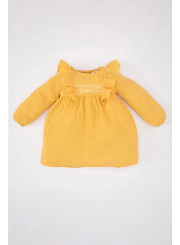 Babygirl Regular Fit Bike Neck Long Sleeve Woven Dress
