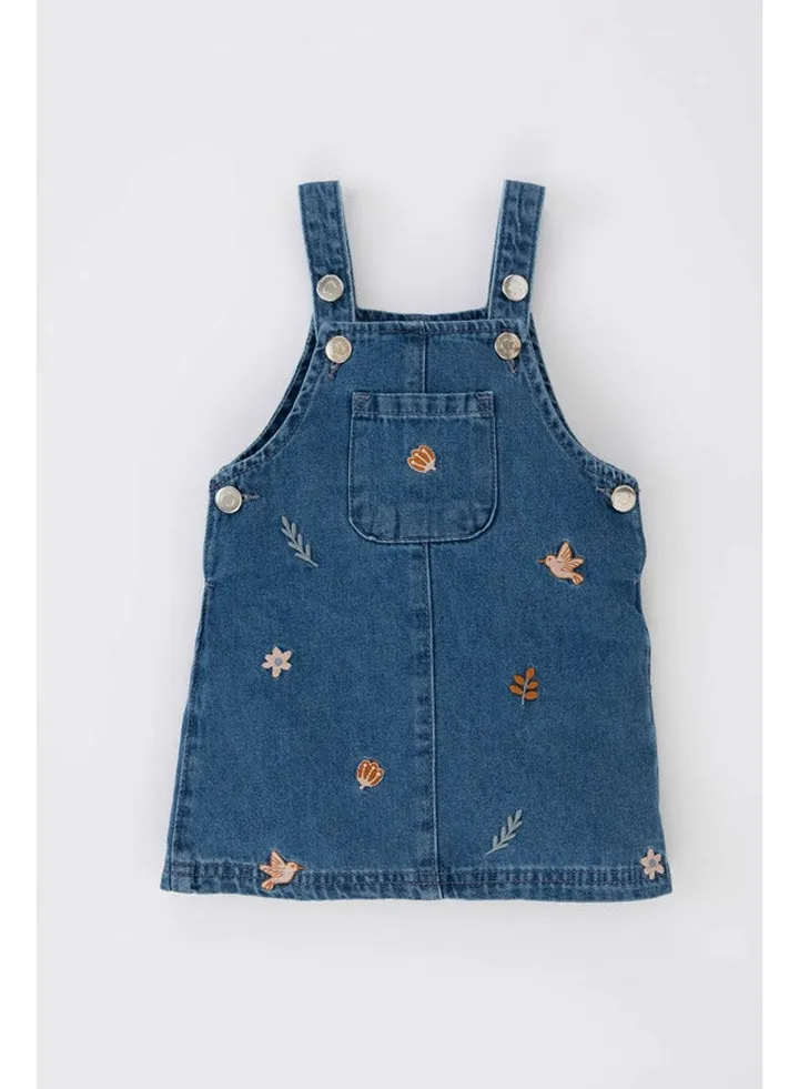 Babygirl Regular Fit Collarless Strappy Denim Dress