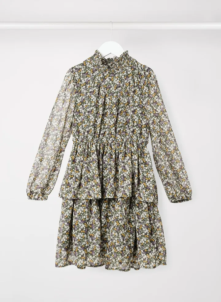 Teen Floral Dress Green