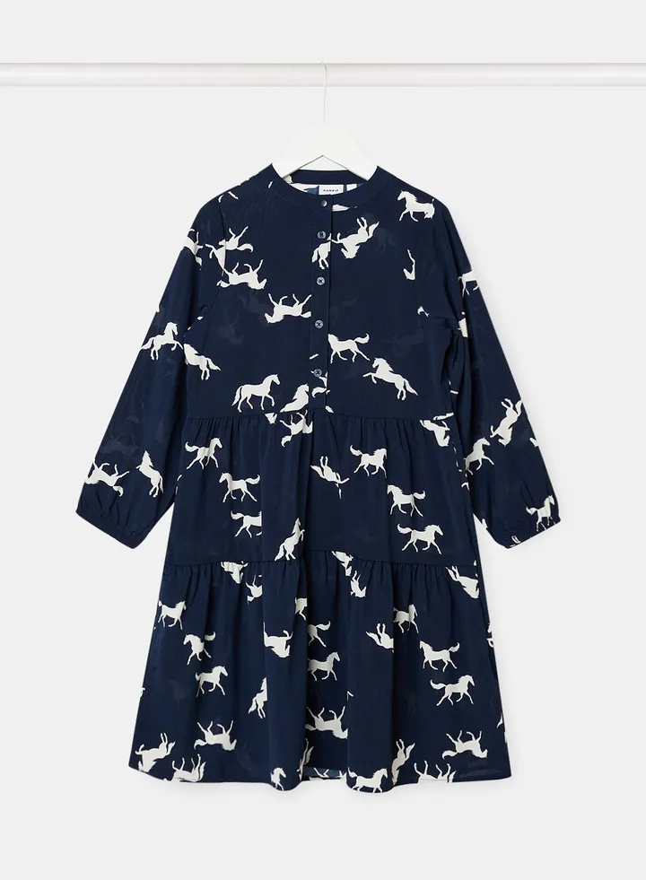Girls Horse Print Midi Dress