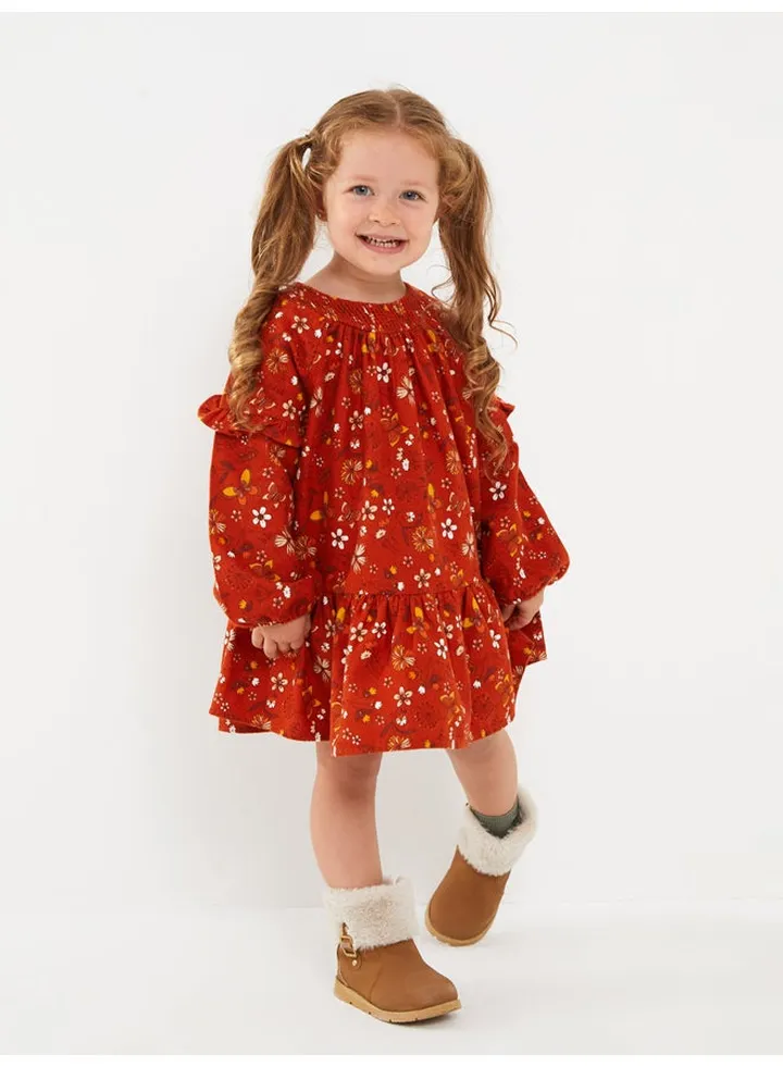 Crew Neck Long Sleeve Printed Baby Girl Dress