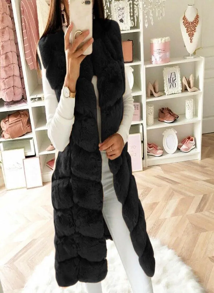 Womens Faux Gilet Vest Sleeveless Waistcoat Body Warmer Jacket Coat Outwear