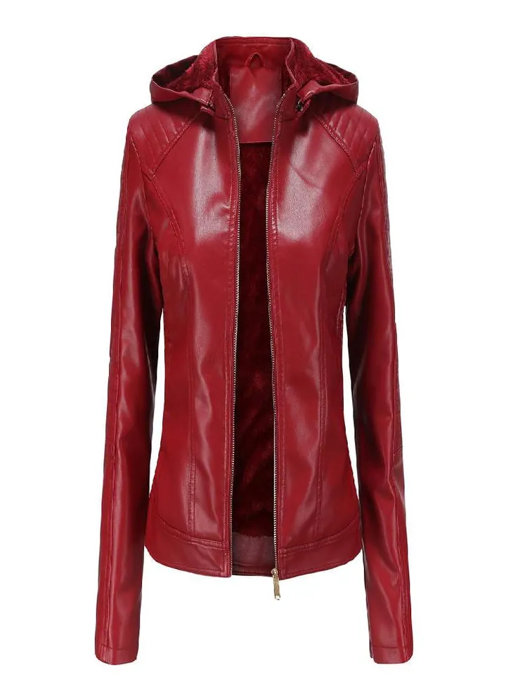 Winter Warm Women Short Coat Leather Jacket Zipper Tops Overcoat Outwear