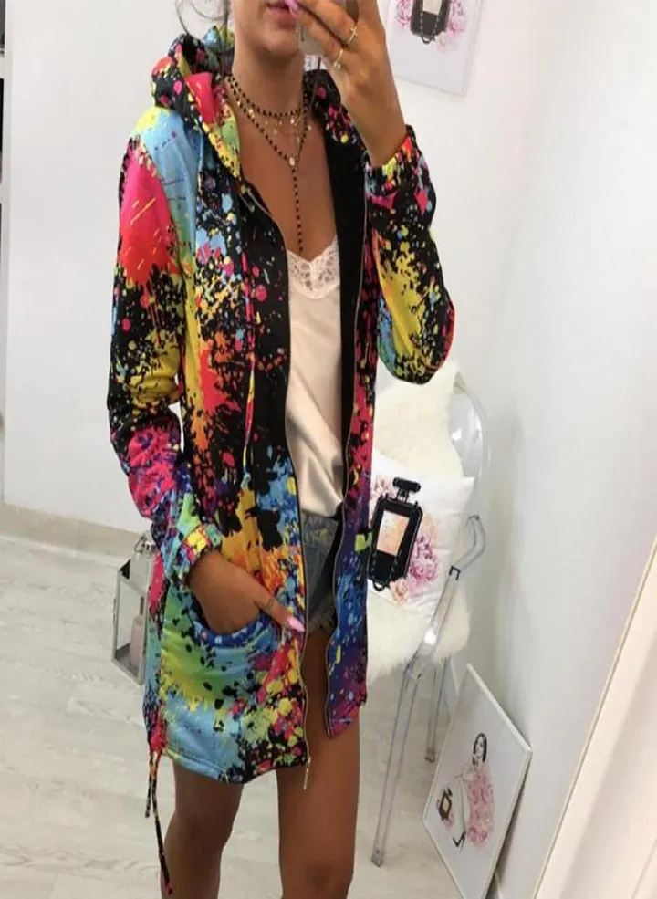 Women's Fashionable Casual All-Match Splash-ink Tie-Dye Sports Long-sleeved Jacket