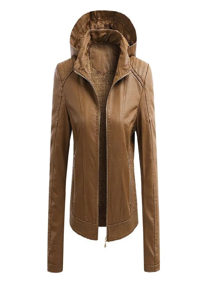 Ladies Jacket Coat Removable Hooded Pu Ladies Leather Jacket Ladies Leather Jacket Ladies