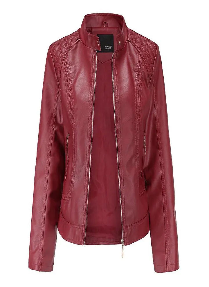 Winter Warm Women Short Coat Leather Jacket Zipper Tops Overcoat Outwear