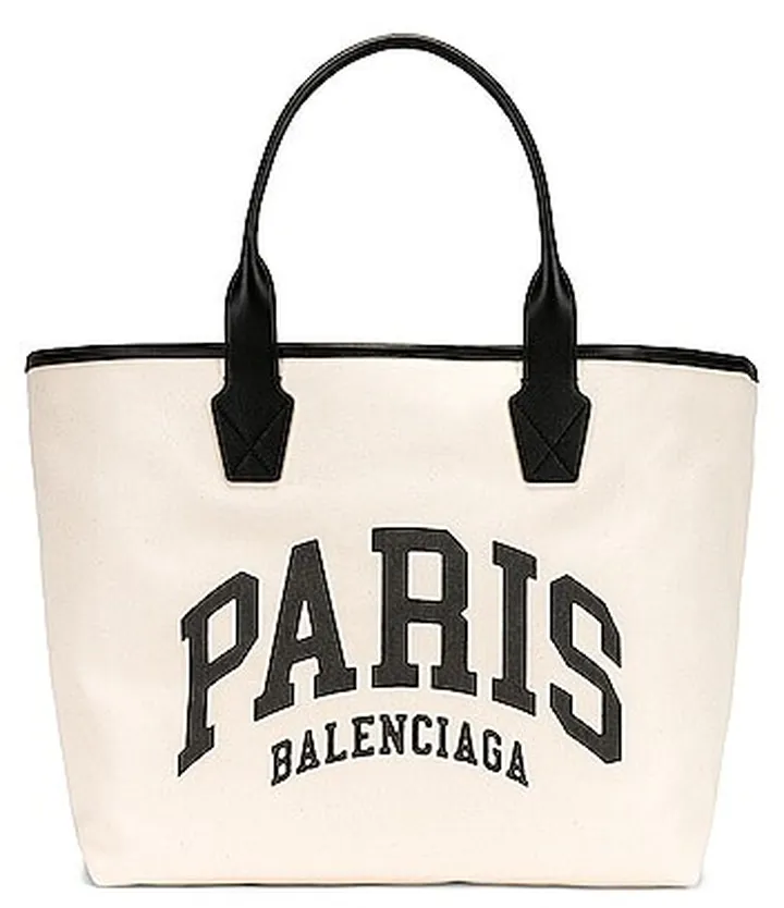 Balenciaga Large Paris Beach Bag Tote in White