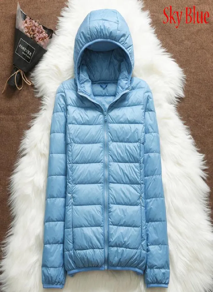 Women Casual Windproof Parka White Duck Down Jacket Coat Hooded Warm Autumn Winter