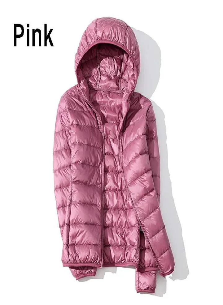 Women Autumn White Duck Down Jacket Coat Windproof Hooded Warm Casual Winter M-5XL