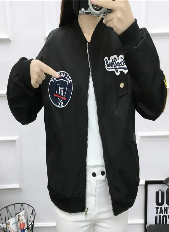 Women Casual Fashion Baseball Jacket Long Sleeve Jacket