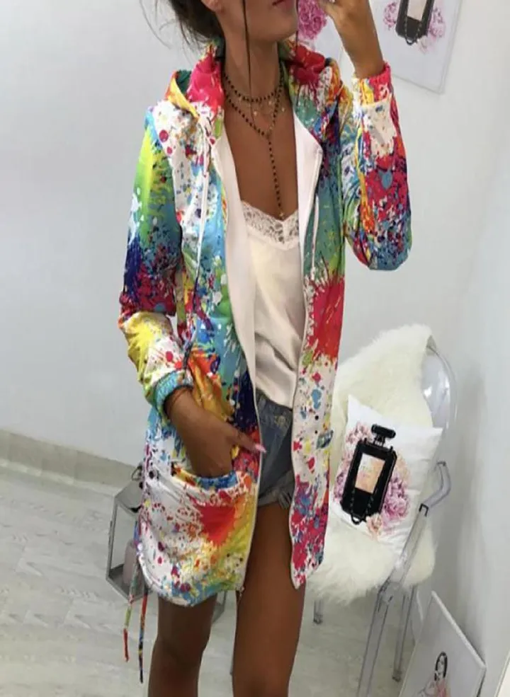 Women's Fashionable Casual All-Match Splash-ink Tie-Dye Sports Long-sleeved Jacket