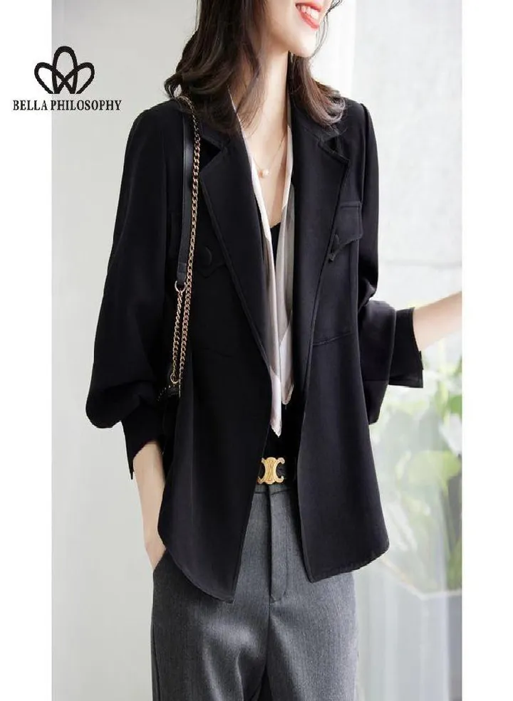 Casual Long Sleeve Jacket Women Fall New Korean Version Suit Jacket Versatile Jacket Loose Cropped Trench Coat