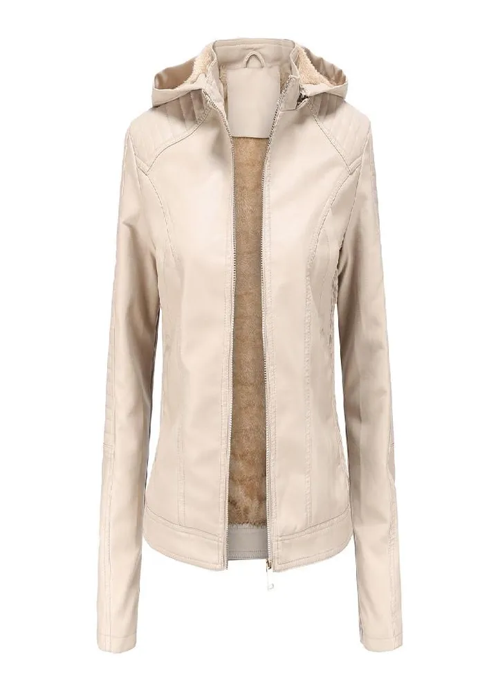 Winter Warm Women Short Coat Leather Jacket Zipper Tops Overcoat Outwear