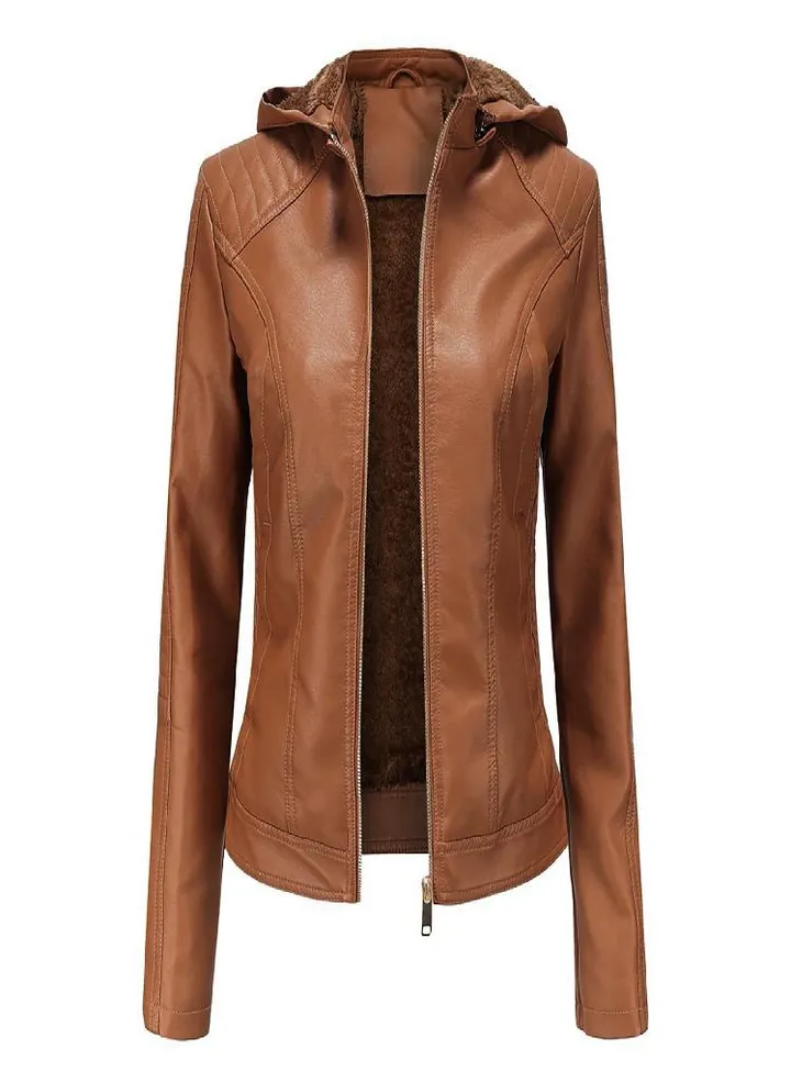 Winter Warm Women Short Coat Leather Jacket Zipper Tops Overcoat Outwear