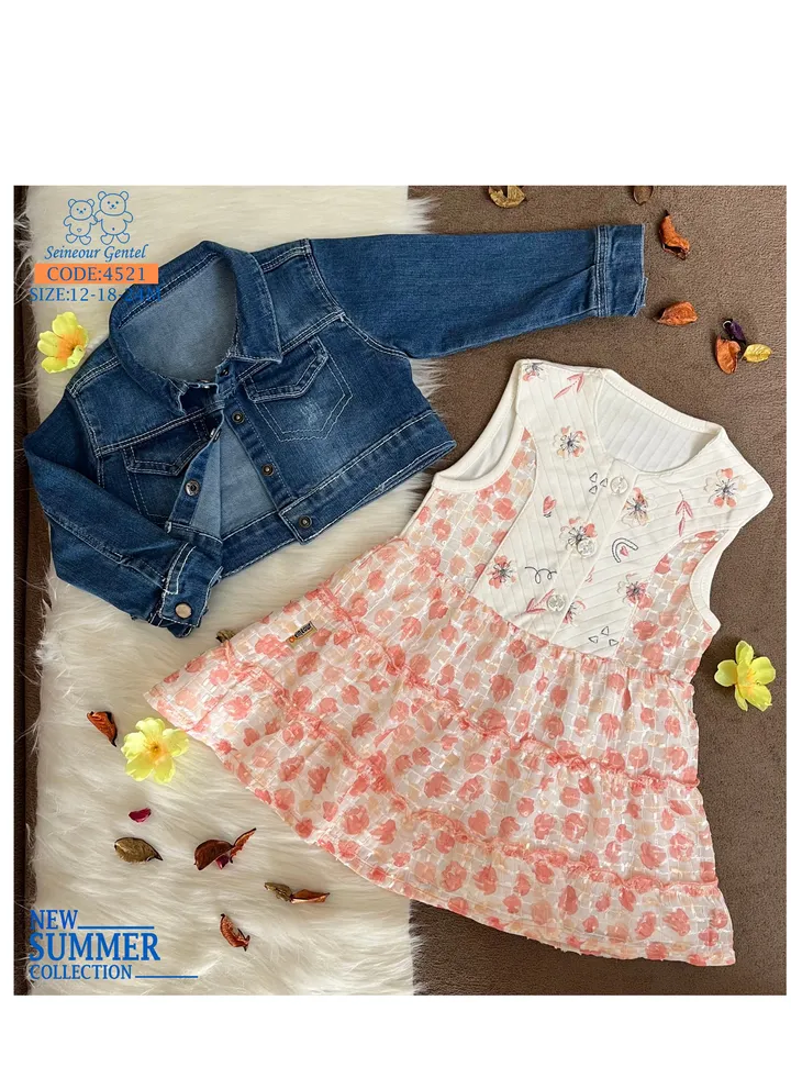 Girls' outfit dress with jeans jacket, excellent material, from Senior Gentle, Sumo color