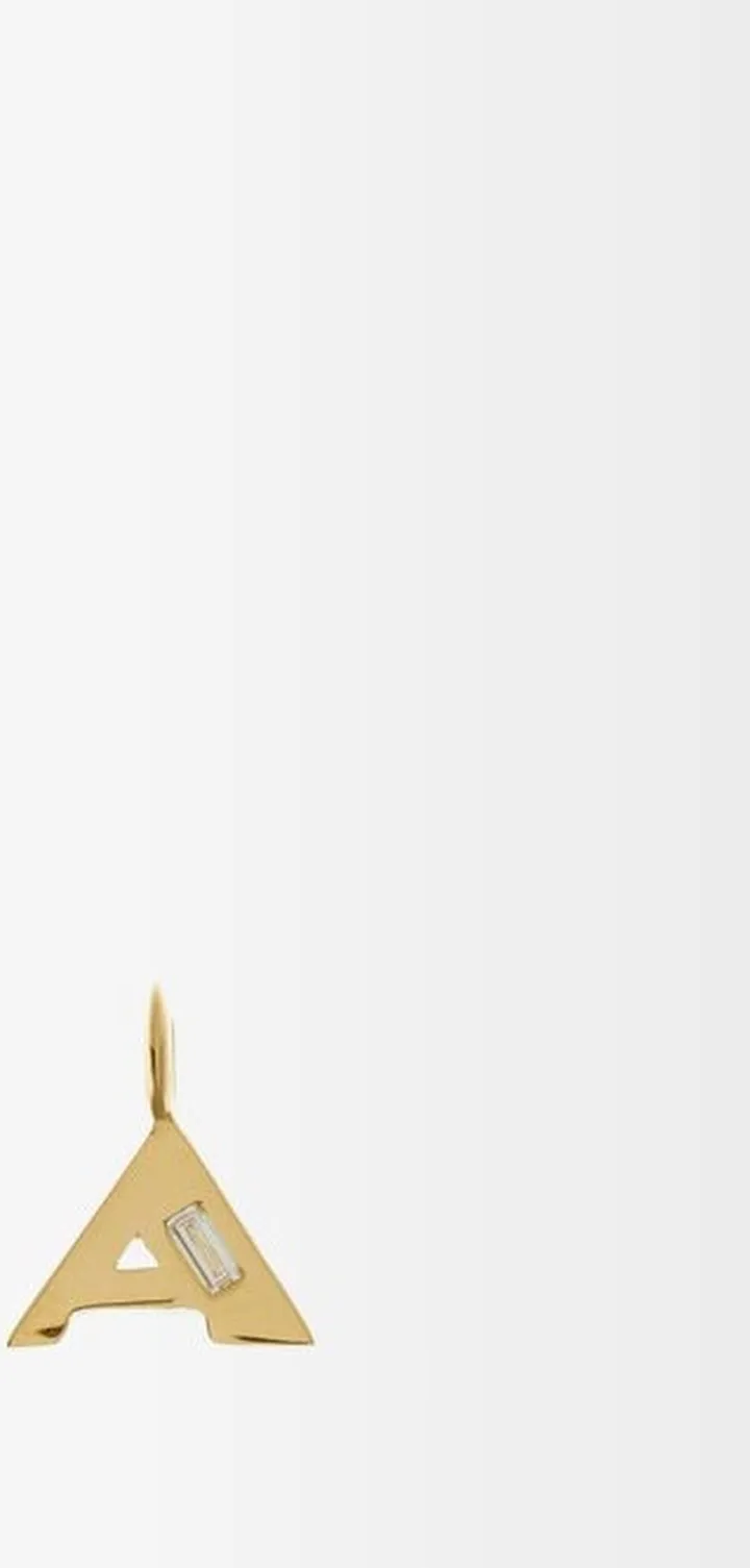 Deco Diamond & 18kt Gold Alphabet A-m Charm