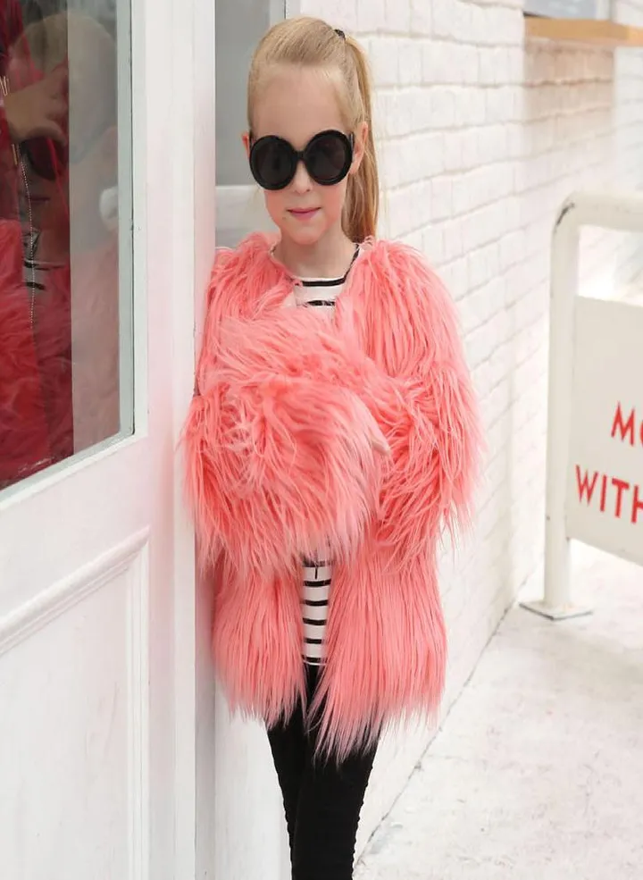 Toddler Baby Kids Girls Winter Faux Windproof Splice Coat Warm Outwear